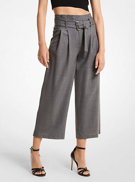 Striped Stretch Wool Cropped Trousers 